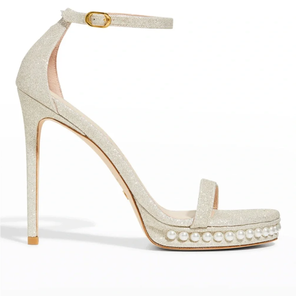 Stuart Weitzman Nudistdisco Pearl Platform Sandals - Picture 1 of 2